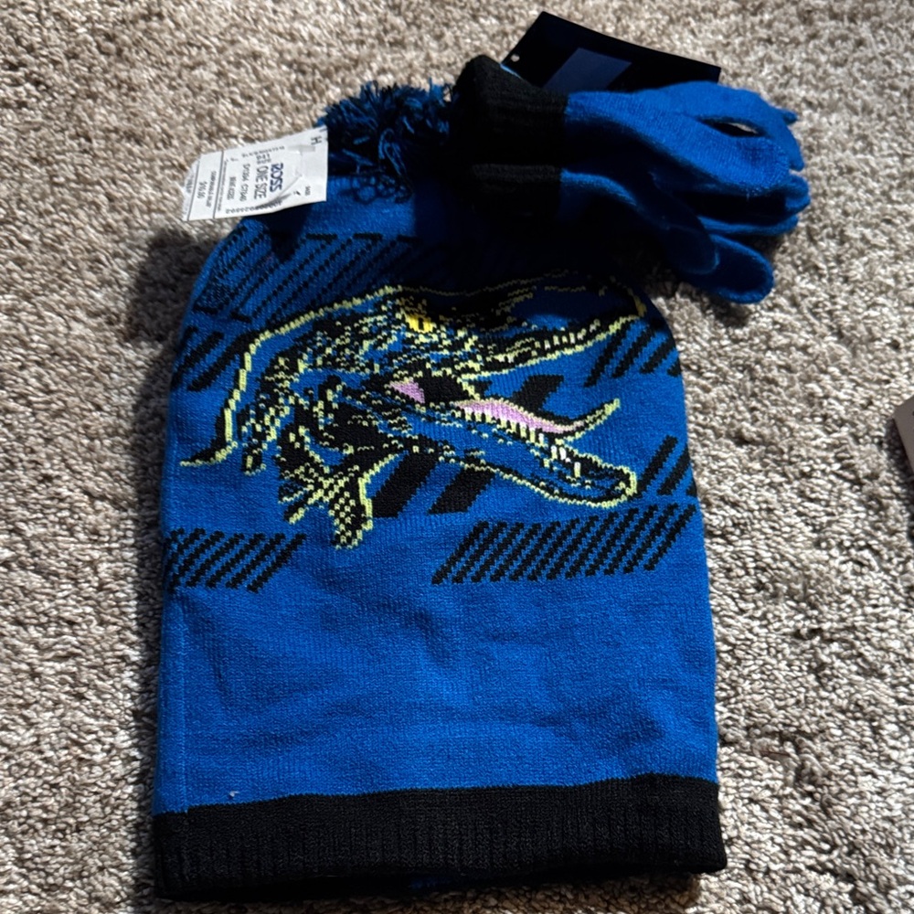 Blue Dragon Kids Hat and Gloves Set